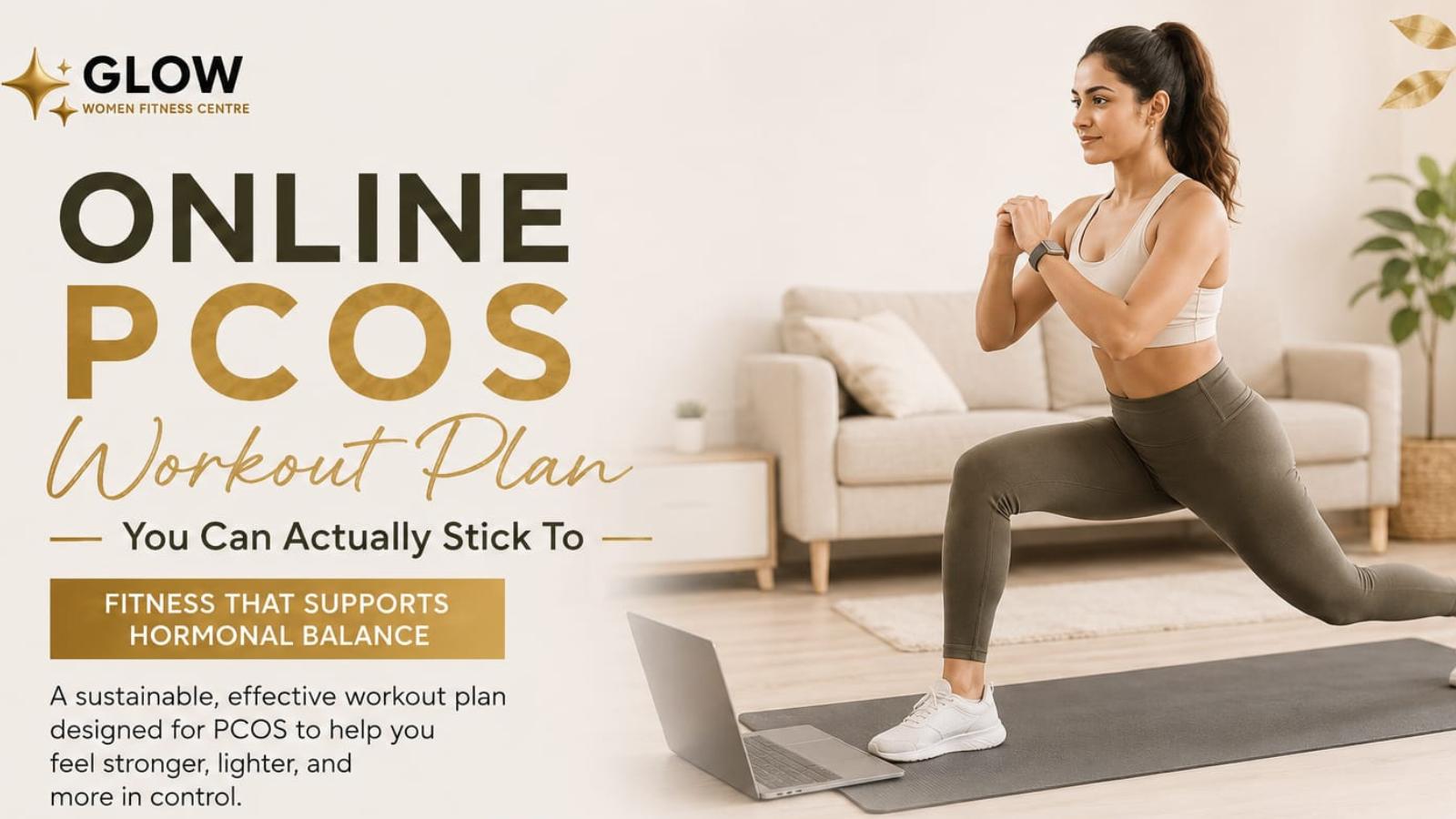 Woman doing a PCOS-friendly strength workout at home